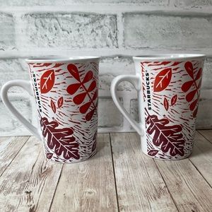 SET OF 2 STARBUCKS 11 OZ. FALL LEAVES AUTUMN MUGS